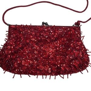 Vintage Lancôme Red Beaded Clutch